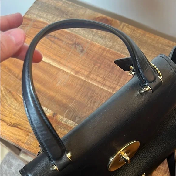 Coach Black Blake Flap Caryall Leather Satchel - Picture 13 of 16